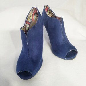 CHRISTIAN SIRIANO Blue Suede Peeptoe Shoe NWOT